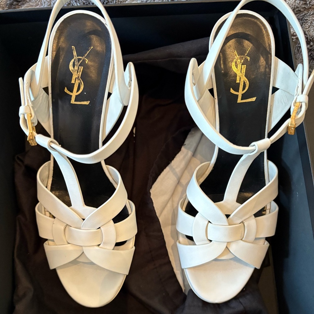 Saint Laurent Ivory Tribute Heels - Picture 4 of 6